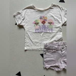 365 Kids|Baby girl/toddler summer outfit,Stay Positive Graphic Tee & denim Short